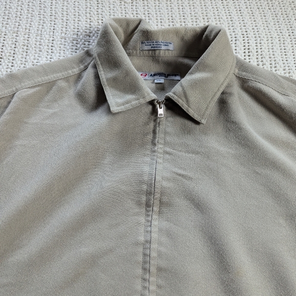 VTG Y2K Anchor Blue Full Zip Beige Harrington Jacket Lightweight Shacket Mens XL - Picture 4 of 10